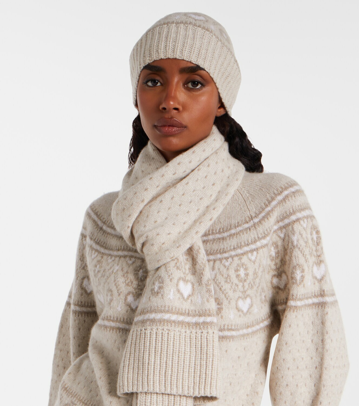 Khaite Avers Fair Isle cashmere beanie