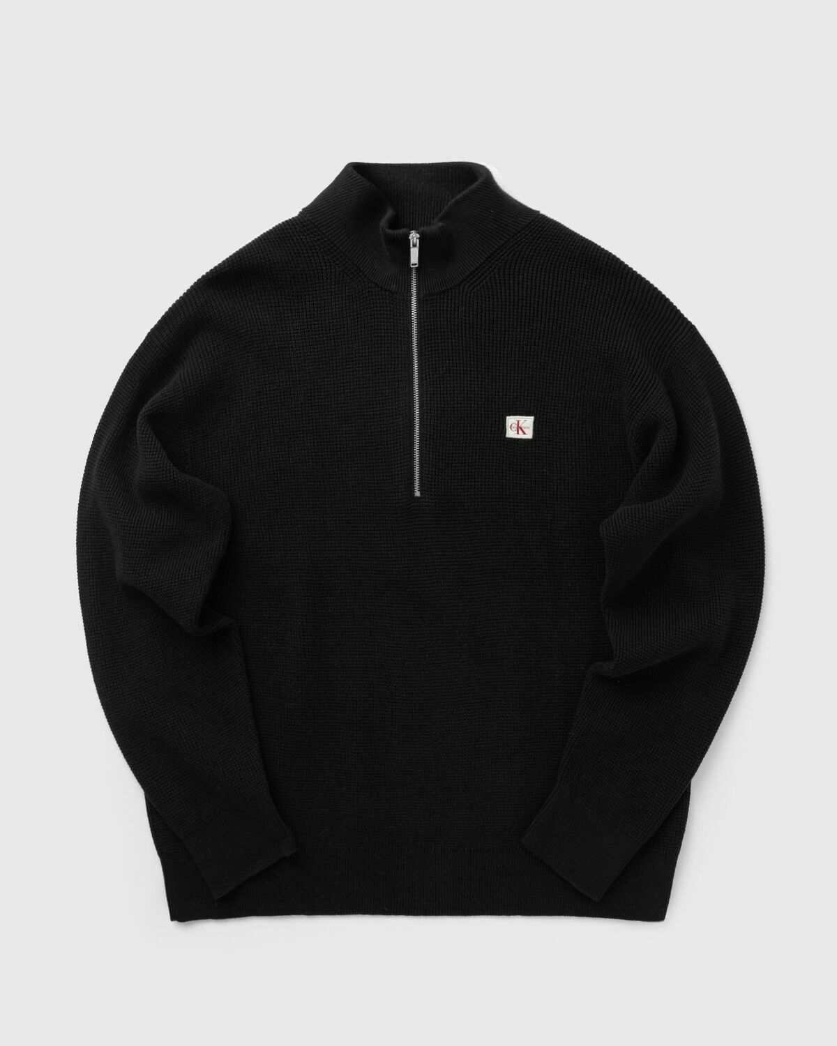 Calvin Klein Jeans LS EZ COTTON WAFFLE QUARTER ZIP Black Mens Half-Zip