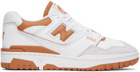 New Balance White & Tan 550 Sneakers