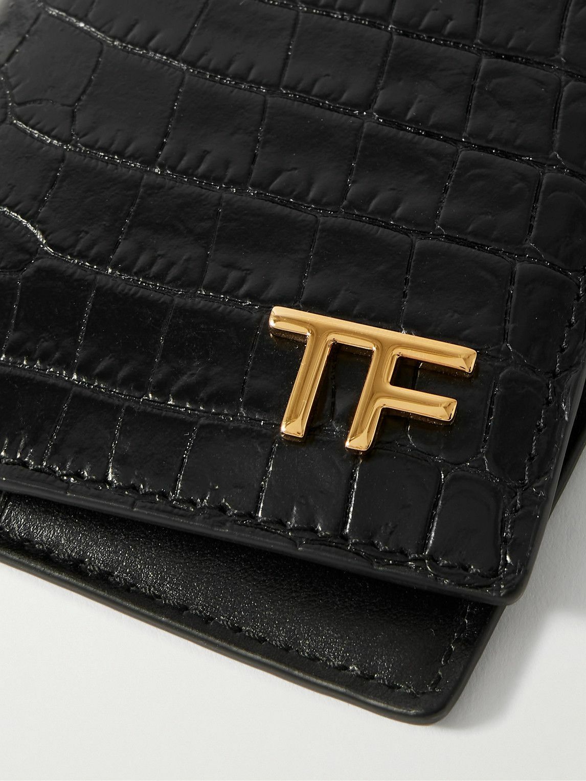 TOM FORD - Logo-Embellished Croc-Effect Leather Bifold Cardholder