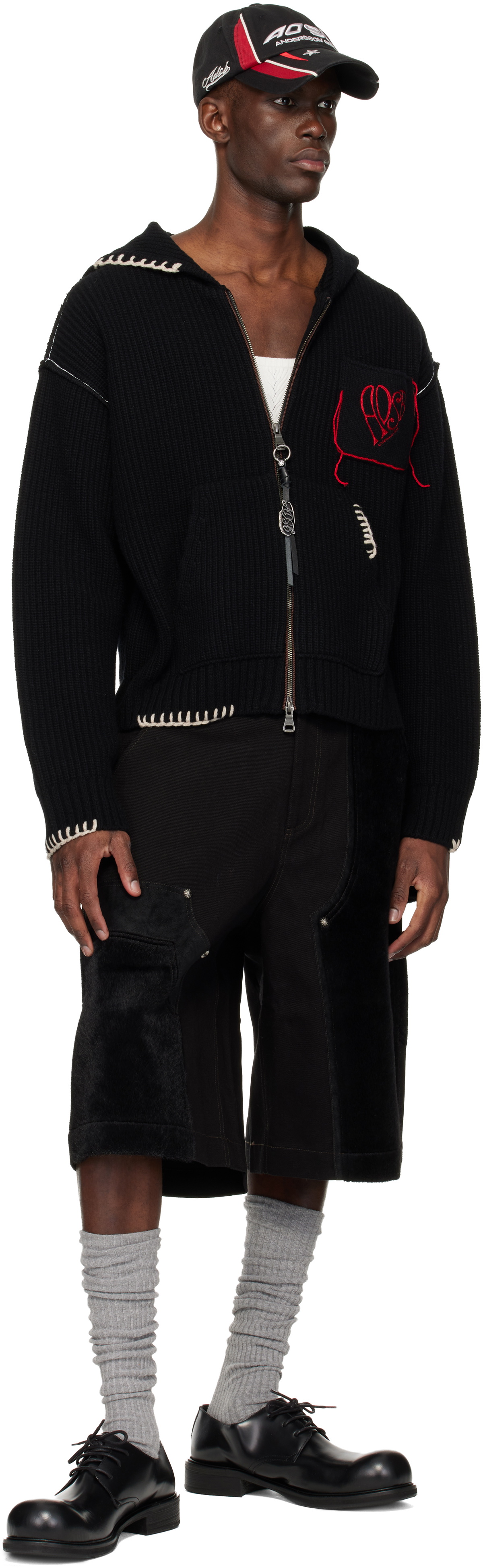 Andersson Bell Black Heart Logo Zip-Up Hoodie