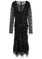 Paris Georgia Bianca Fringed Tulle Midi Dress Black