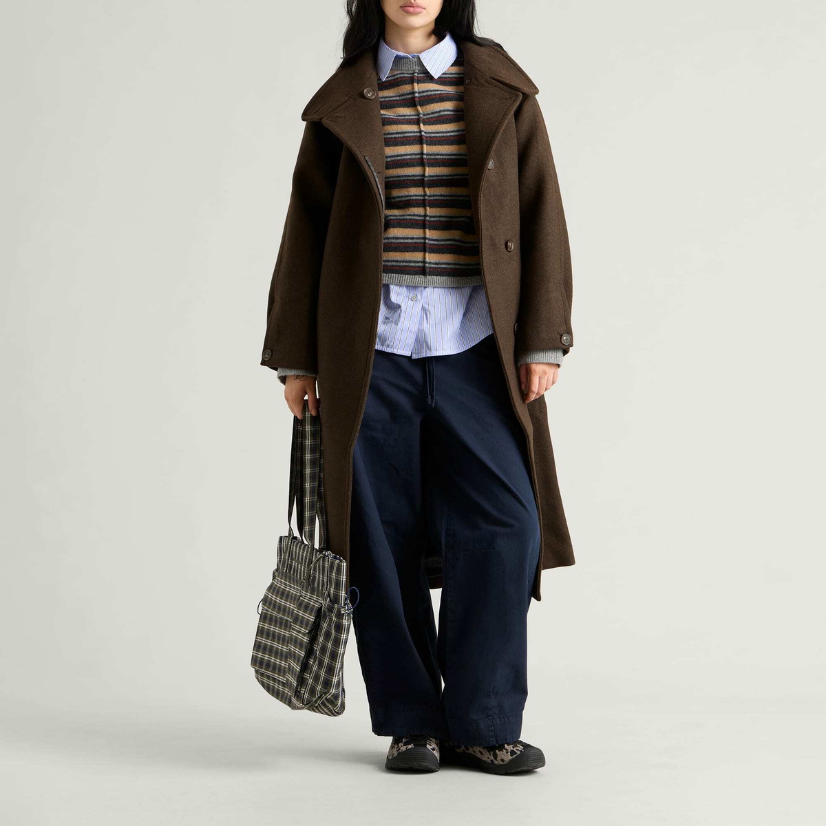 Damson Madder Women's Agnes Wool Coat in Choc