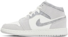 Nike Jordan Big Kids White & Gray Air Jordan 1 Mid SE Sneakers