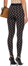Marine Serre Black Recycled Moon Jersey Stirrup Leggings
