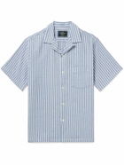 Portuguese Flannel - Convertible-Collar Striped Cotton-Blend Chambray-Jacquard Shirt - Blue