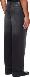 Simone Rocha Black Embellished Straight Leg Jeans