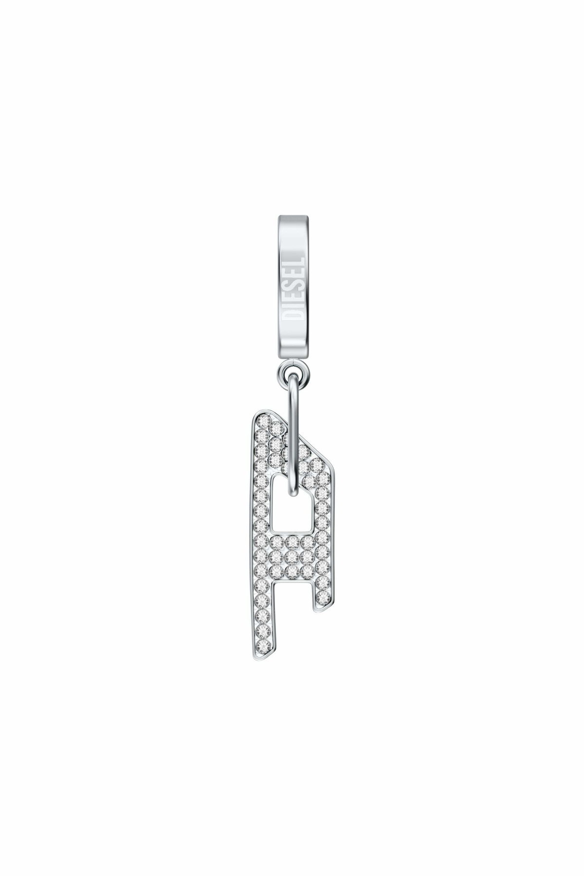 Diesel Stainless steel glitz D drop earring - Earrings - Unisex - Silver