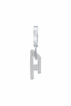Diesel Stainless steel glitz D drop earring - Earrings - Unisex - Silver