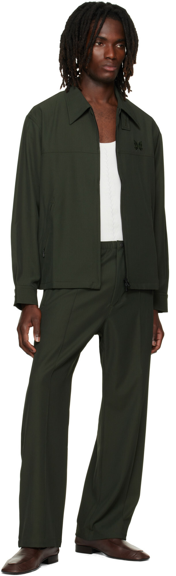 NEEDLES Khaki Cavalry Twill Warm Up Trousers