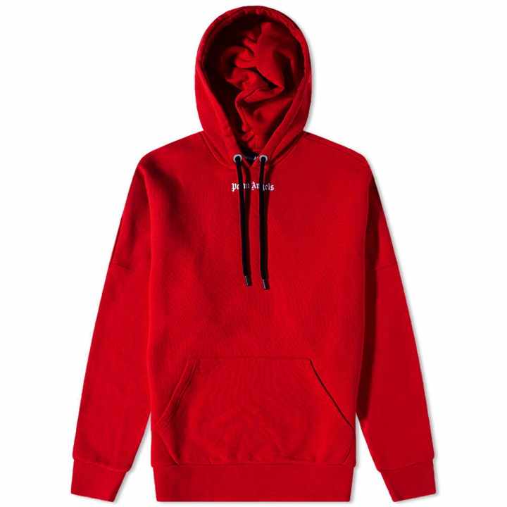 Photo: Palm Angels Men's Logo Popover Hoody in Red/Black