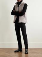 Yves Salomon - Leather-Trimmed Quilted Green Storm System® Wool and Silk-Blend Down Gilet - Gray