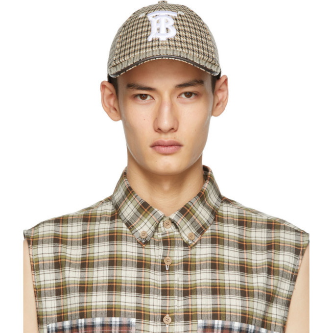 Photo: Burberry Beige Houndstooth Monogram Baseball Cap