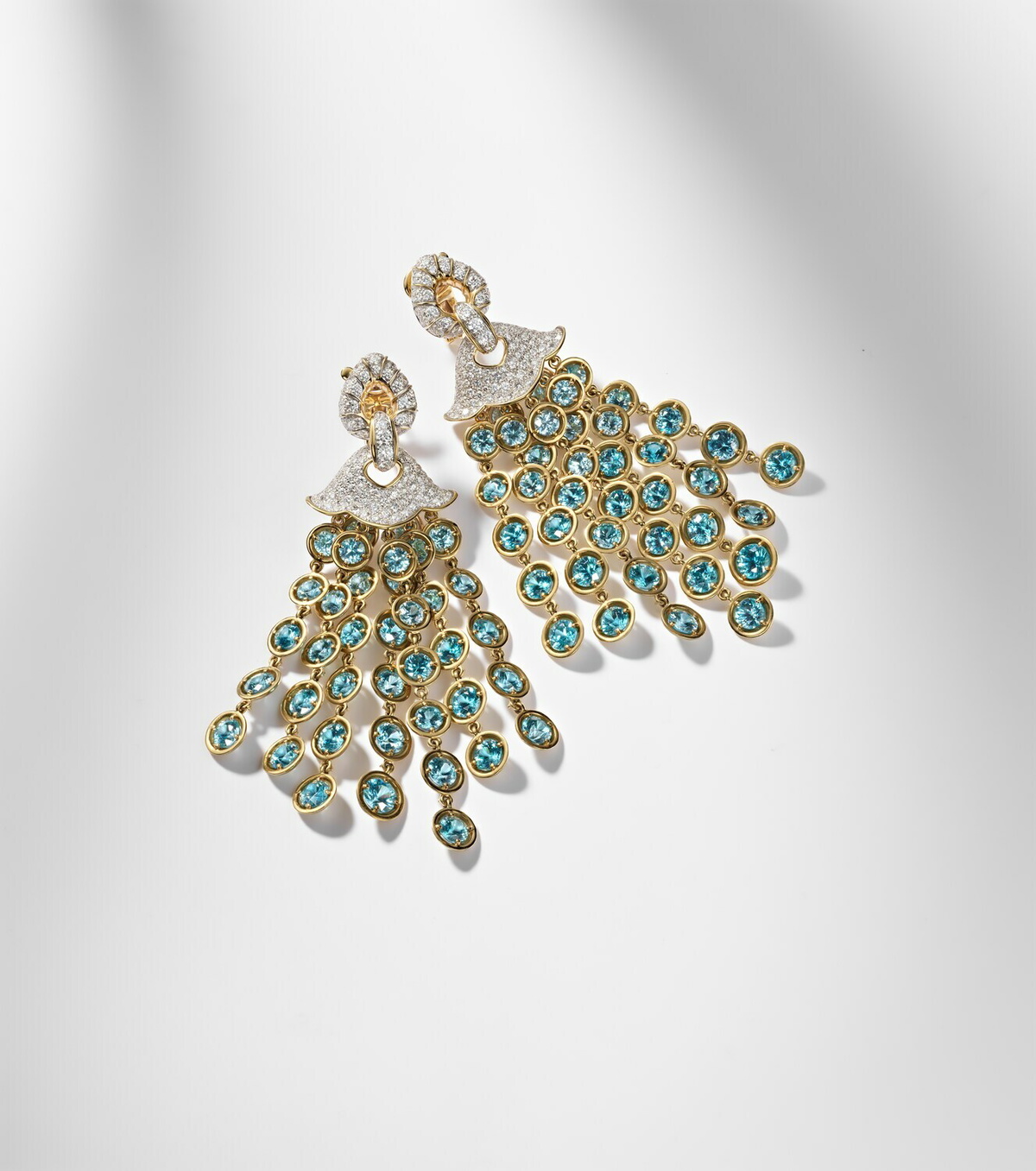 Marina B Pampilles 18kt gold drop earrings with diamonds and zircons