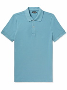 TOM FORD - Garment-Dyed Cotton-Piqué Polo Shirt - Blue