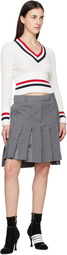 Thom Browne Off-White Baby Ladder Cable Shrunken V Neck Sweater