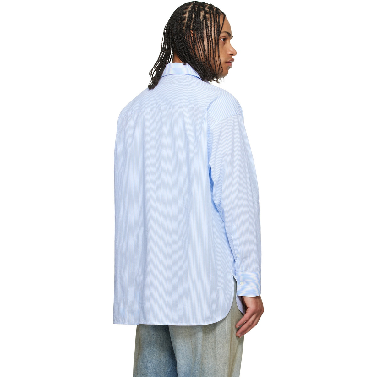 MM6 Maison Margiela Blue Striped Poplin Shirt MM6 Maison Margiela