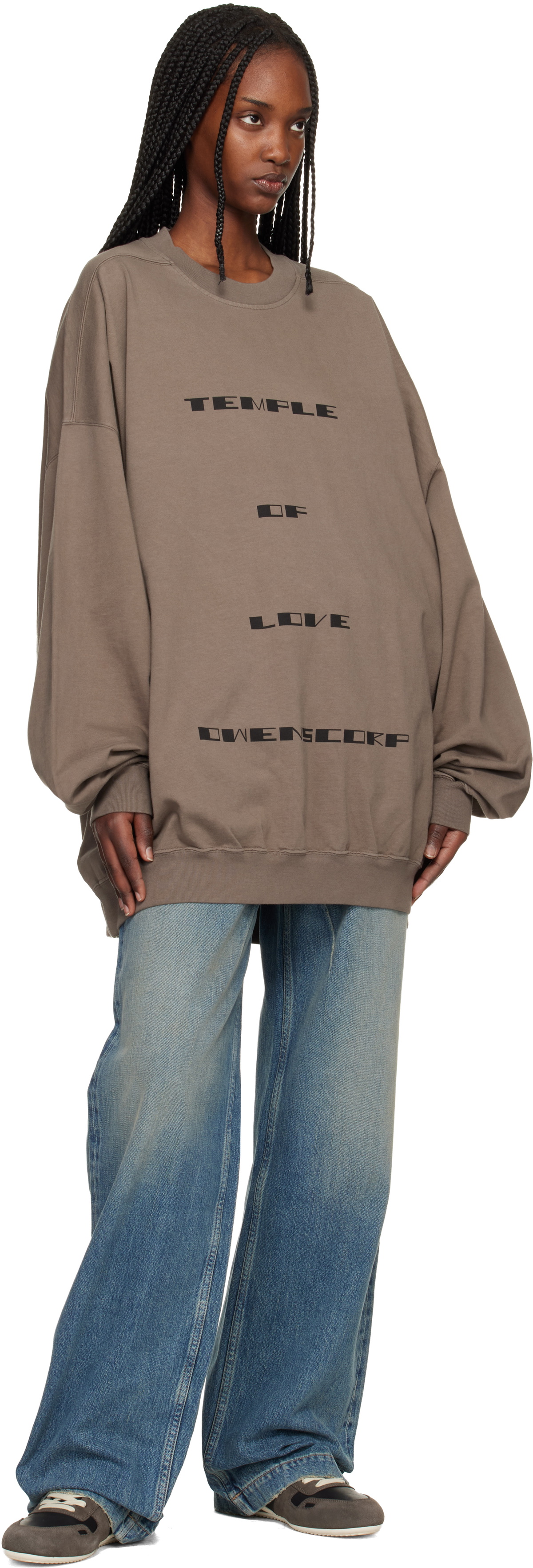 Rick Owens DRKSHDW Gray Temple Hun Crewneck Sweatshirt