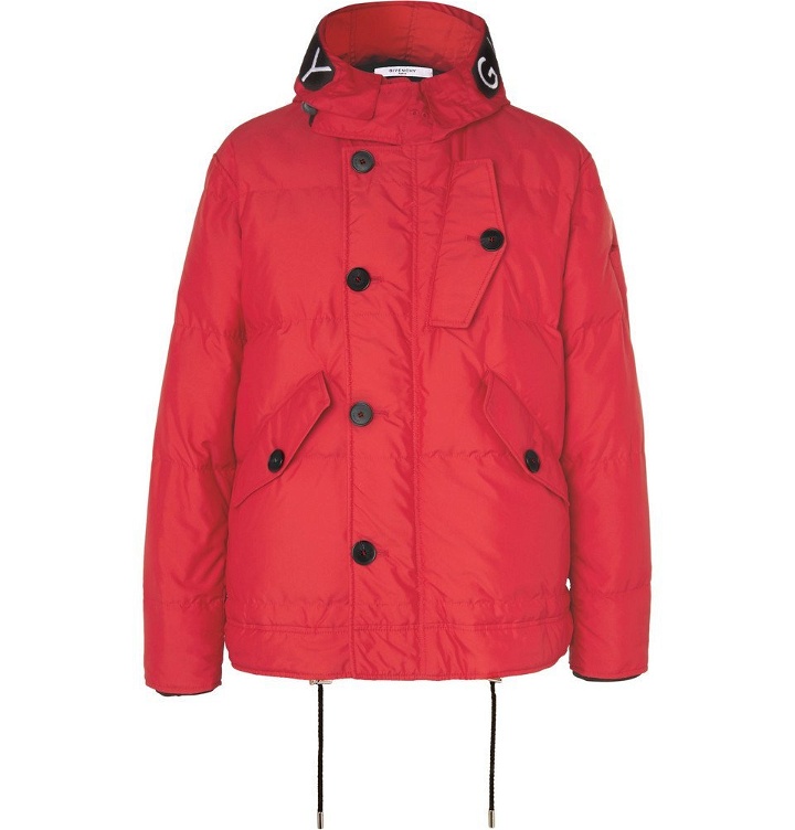 Photo: Givenchy - Embroidered Velcro-Trimmed Padded Shell Down Hooded Jacket - Men - Red