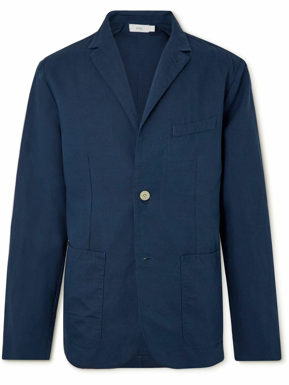 Onia - Cotton and Linen-Blend Canvas Blazer - Blue Onia