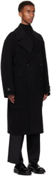 Róhe Black Double Faced Wool Trench Coat