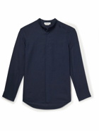 Gabriela Hearst - Ollie Grandad-Collar Linen-Voile Shirt - Blue