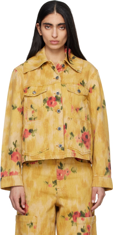 Photo: GANNI Yellow Printed Denim Jacket