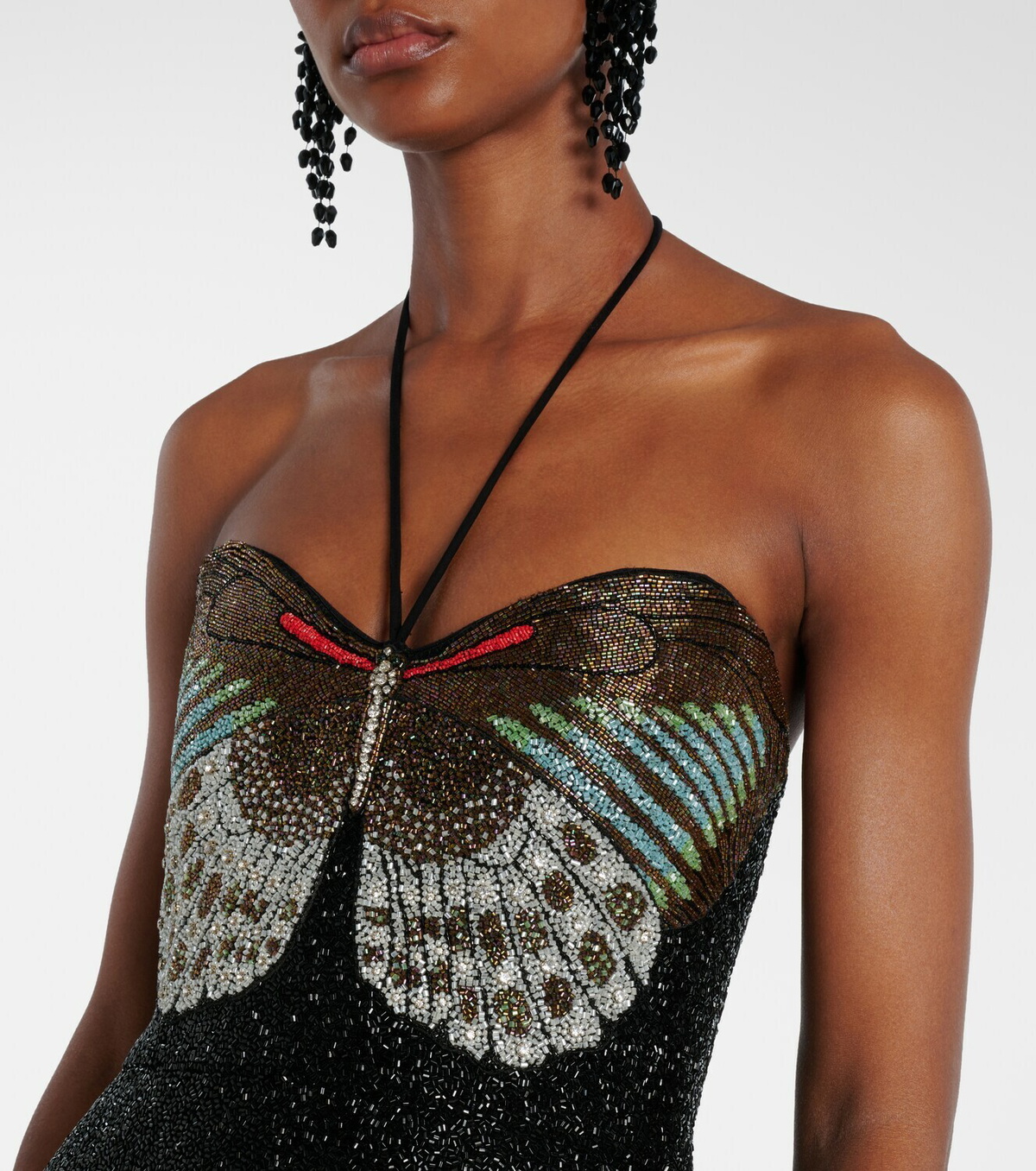 Clio Peppiatt Mariposa embellished halterneck gown