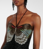 Clio Peppiatt Mariposa embellished halterneck gown