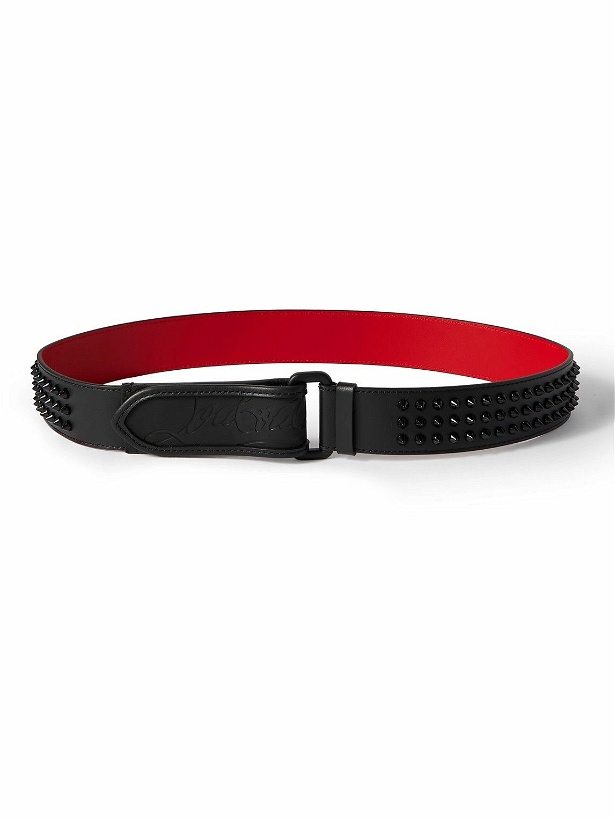 Photo: Christian Louboutin - 4cm Logo-Debossed Studded Rubber-Trimmed Leather Belt - Black