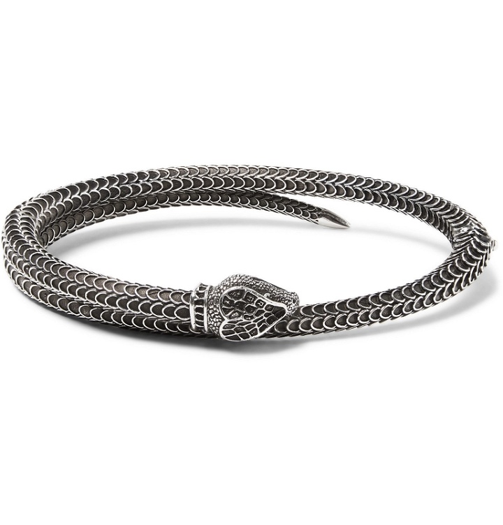 Photo: Gucci - Snake Burnished Sterling Silver Cuff - Silver