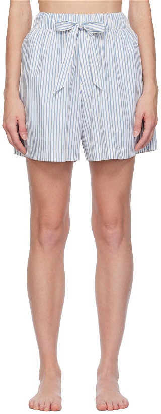 Photo: Tekla White & Blue Striped Pyjama Shorts