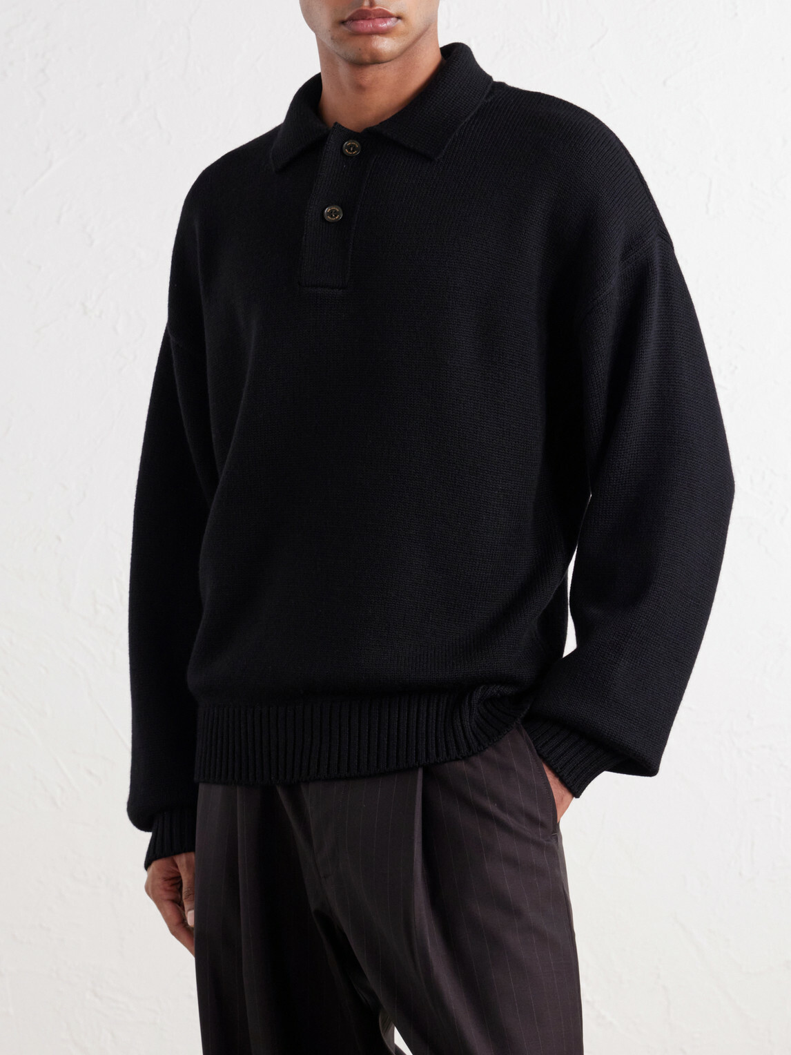 Aimé Leon Dore - Merino Wool Polo Sweater - Black
