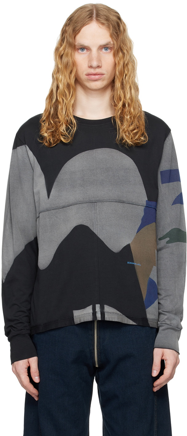 Eckhaus Latta Black Flip T-shirt Eckhaus Latta