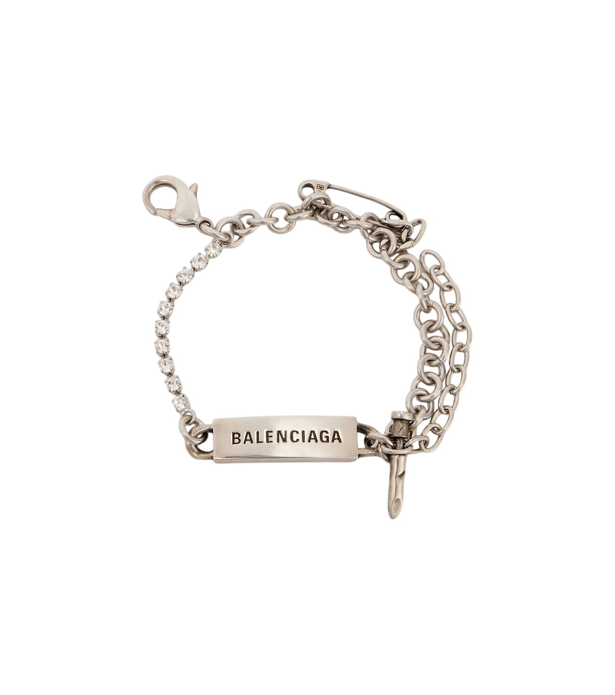 【BALENCIAGA】Logo Detailed Silver Cuff Balenciaga - Logo-Detailed Silver-Tone Cuff - Silver Balenciaga