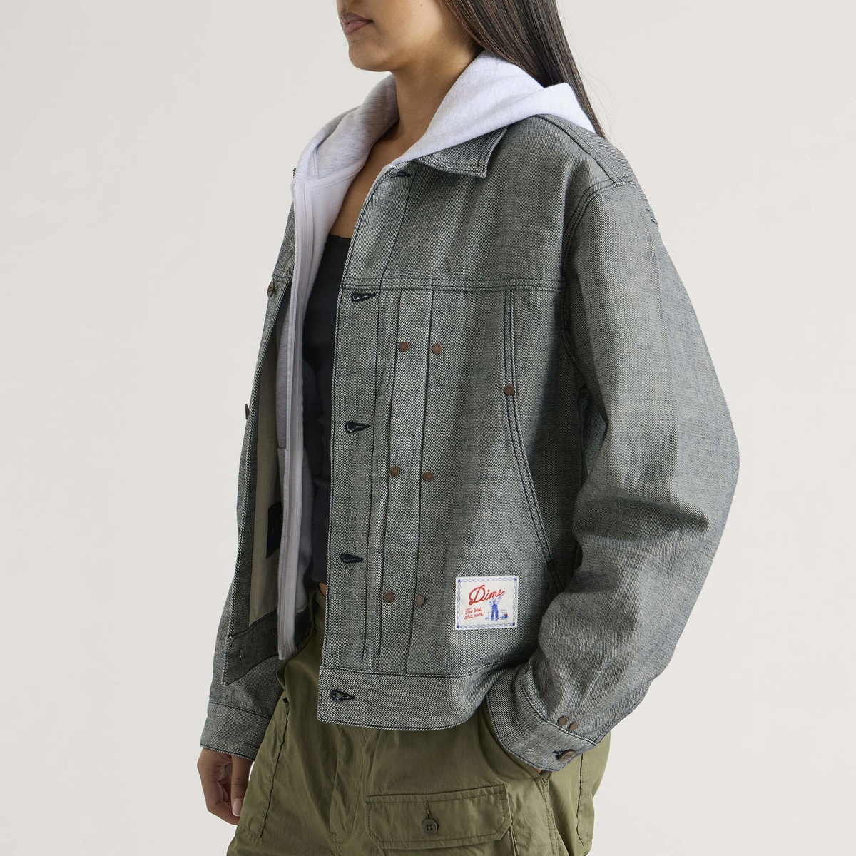 Dime Women's Pleated Denim Jacket in Reversed Indigo