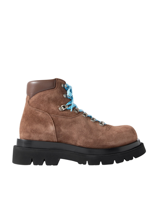 Photo: Bottega Veneta - Lug Leather-Trimmed Suede Hiking Boots - Brown