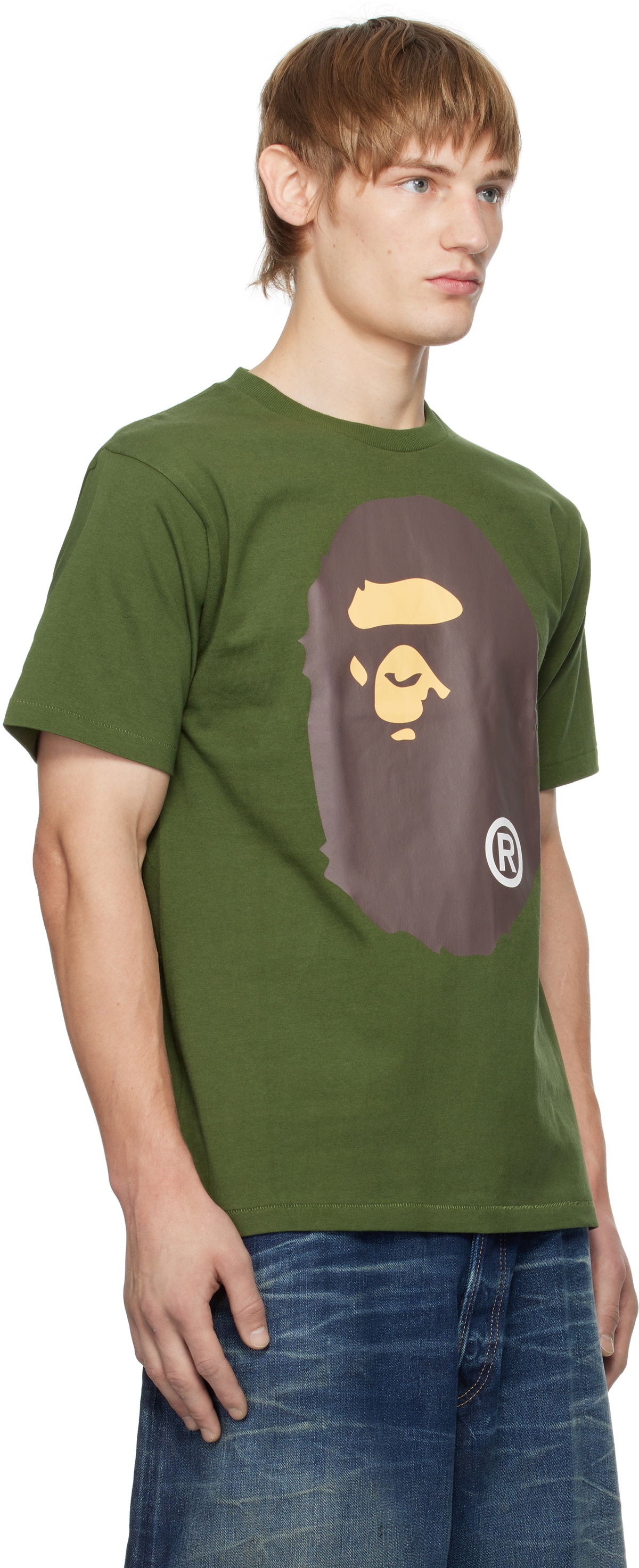 BAPE Khaki Big Ape Head T-shirt A Bathing Ape