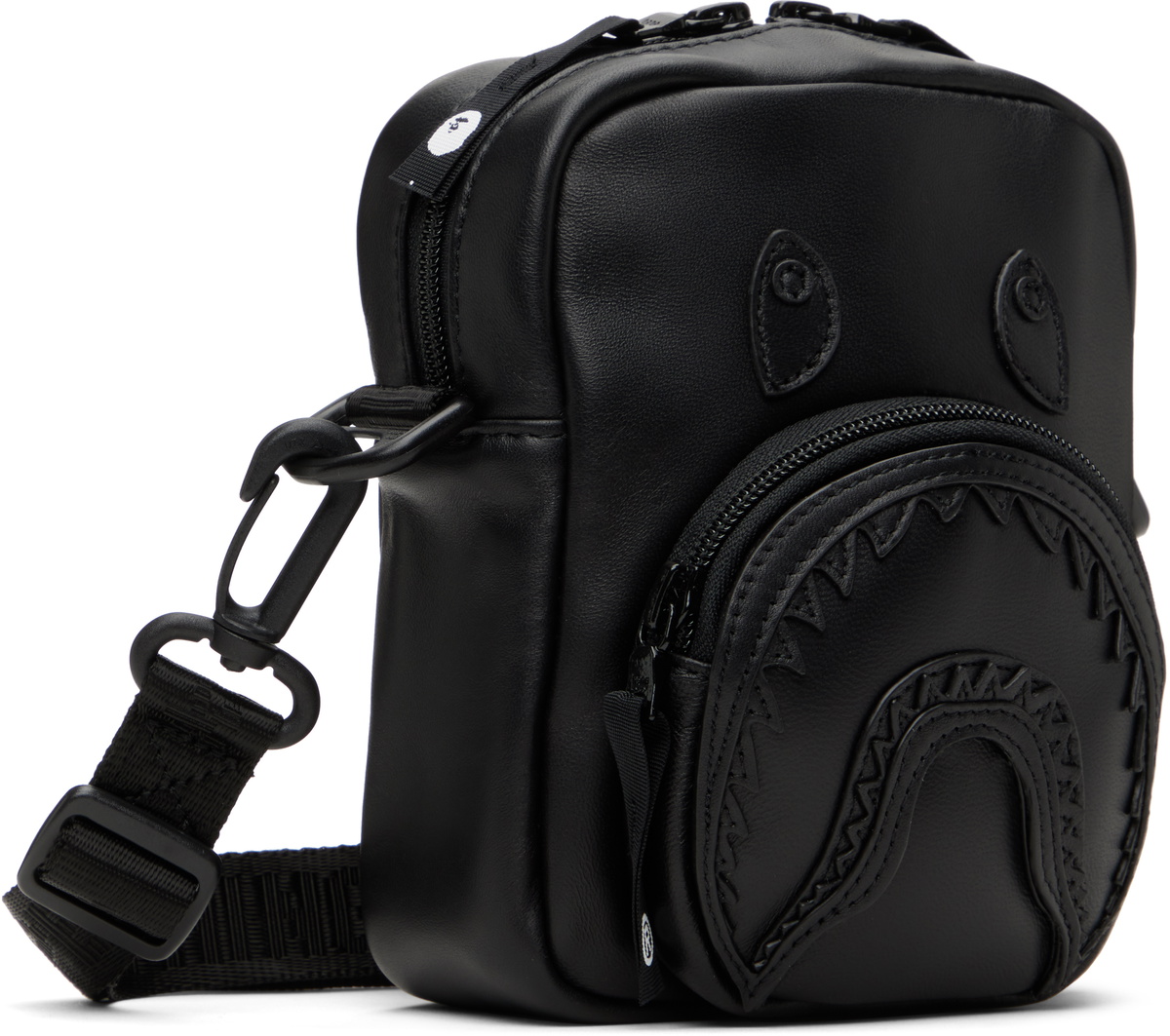 BAPE Black Mad Shark Leather Bag A Bathing Ape