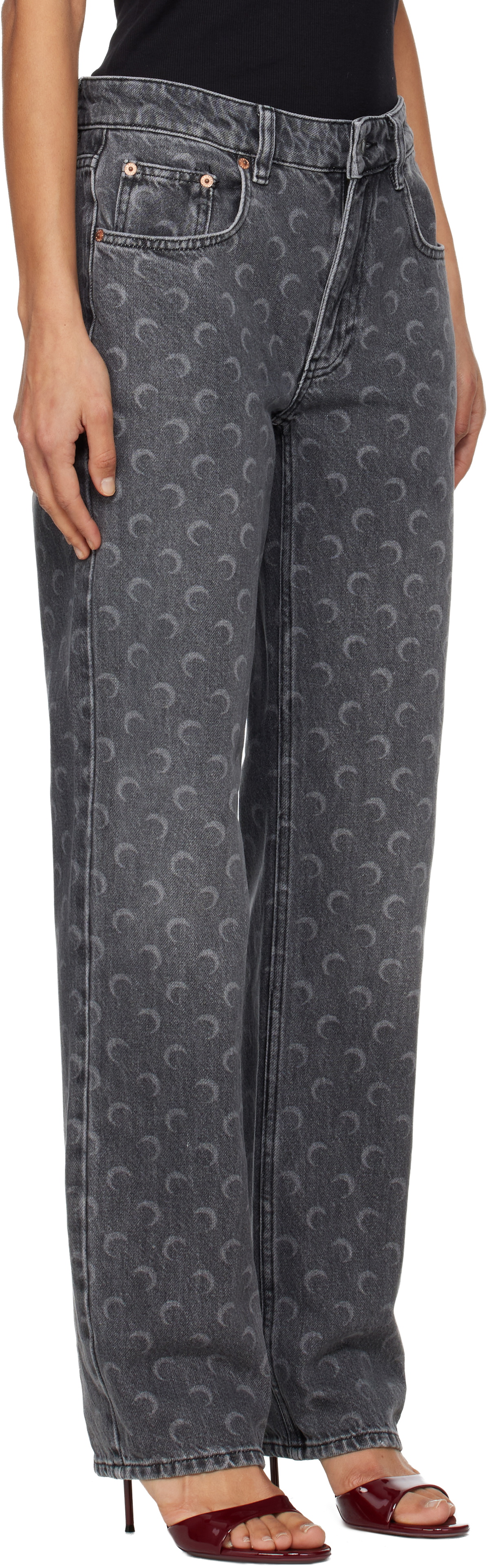 Marine Serre Gray Moon Laser Straight Jeans