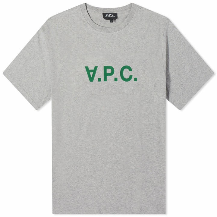 Photo: A.P.C. Men's Heavyweight VPC Logo T-Shirt in Heathered Light Grey