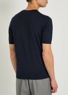 Boss Fine-knit Wool T-shirt Navy