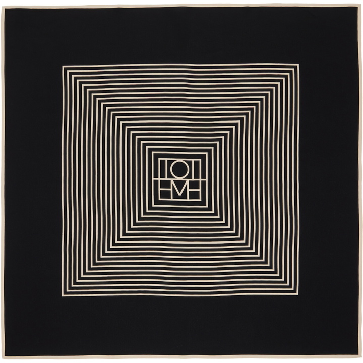Photo: TOTEME Black Centered Monogram Silk Scarf