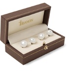 Trianon - White Gold Pearl Cufflinks - Silver