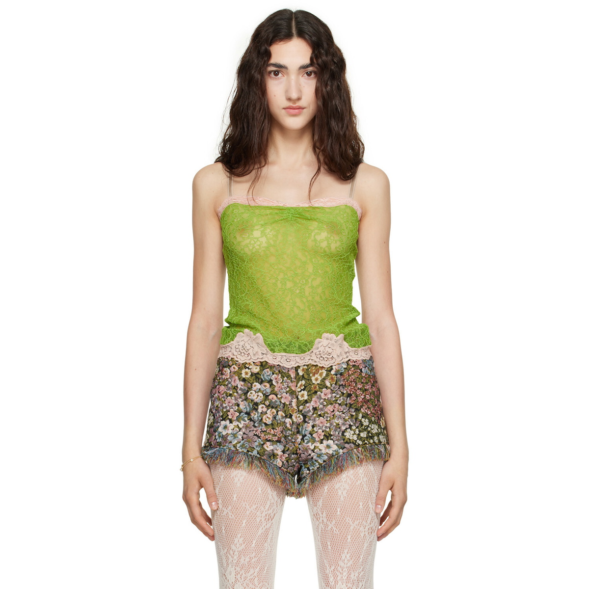 Valentino Green Lace Tank Top