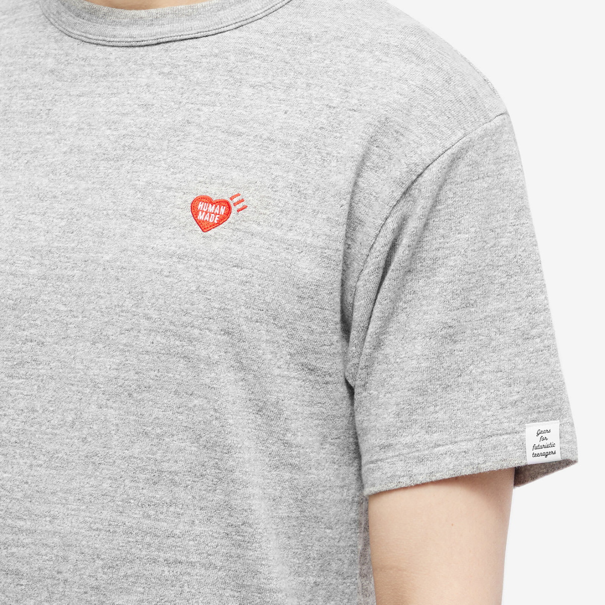 Human Made Men's Heart Badge Slub T-Shirt in Grey Human Made