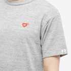Human Made Men's Heart Badge Slub T-Shirt in Grey