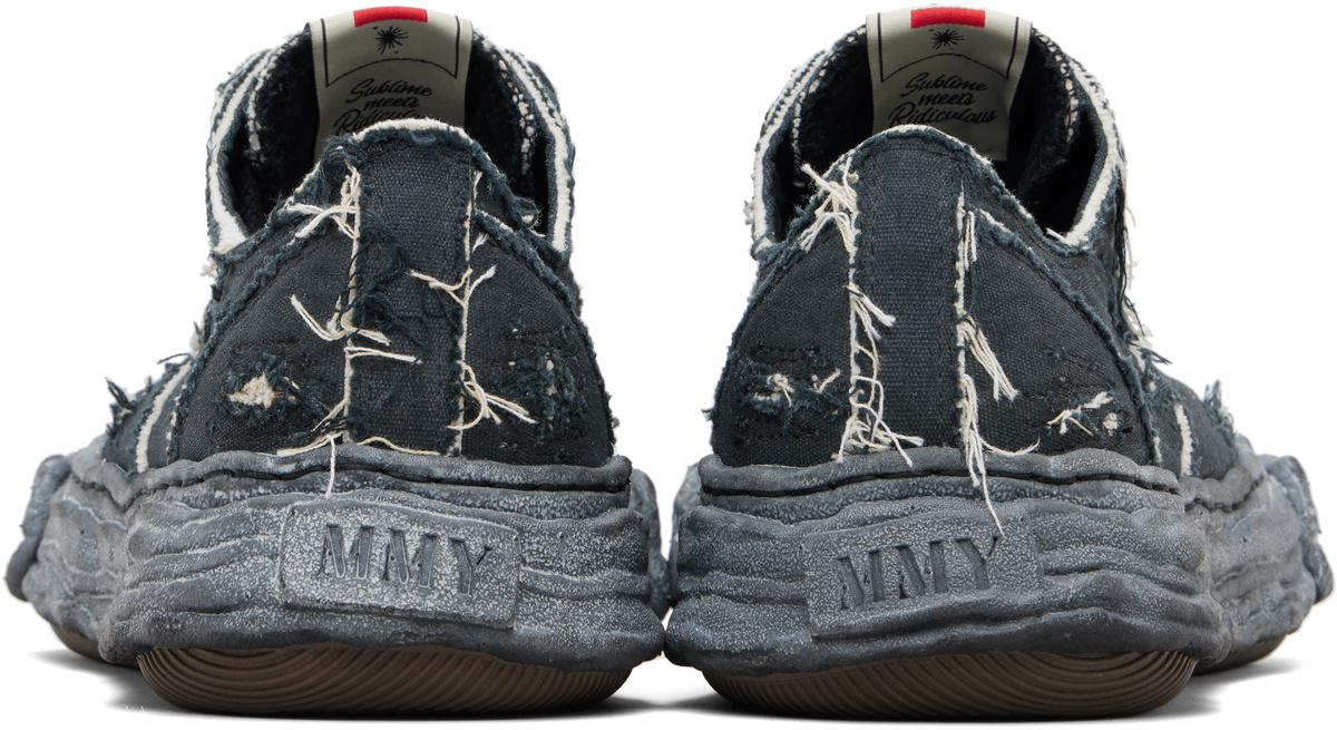 Maison MIHARA YASUHIRO Black 'Peterson23' OG Sole Ripped Overdye Canvas Sneakers