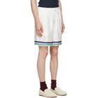 Casablanca White Hotel Emblem Silk Shorts