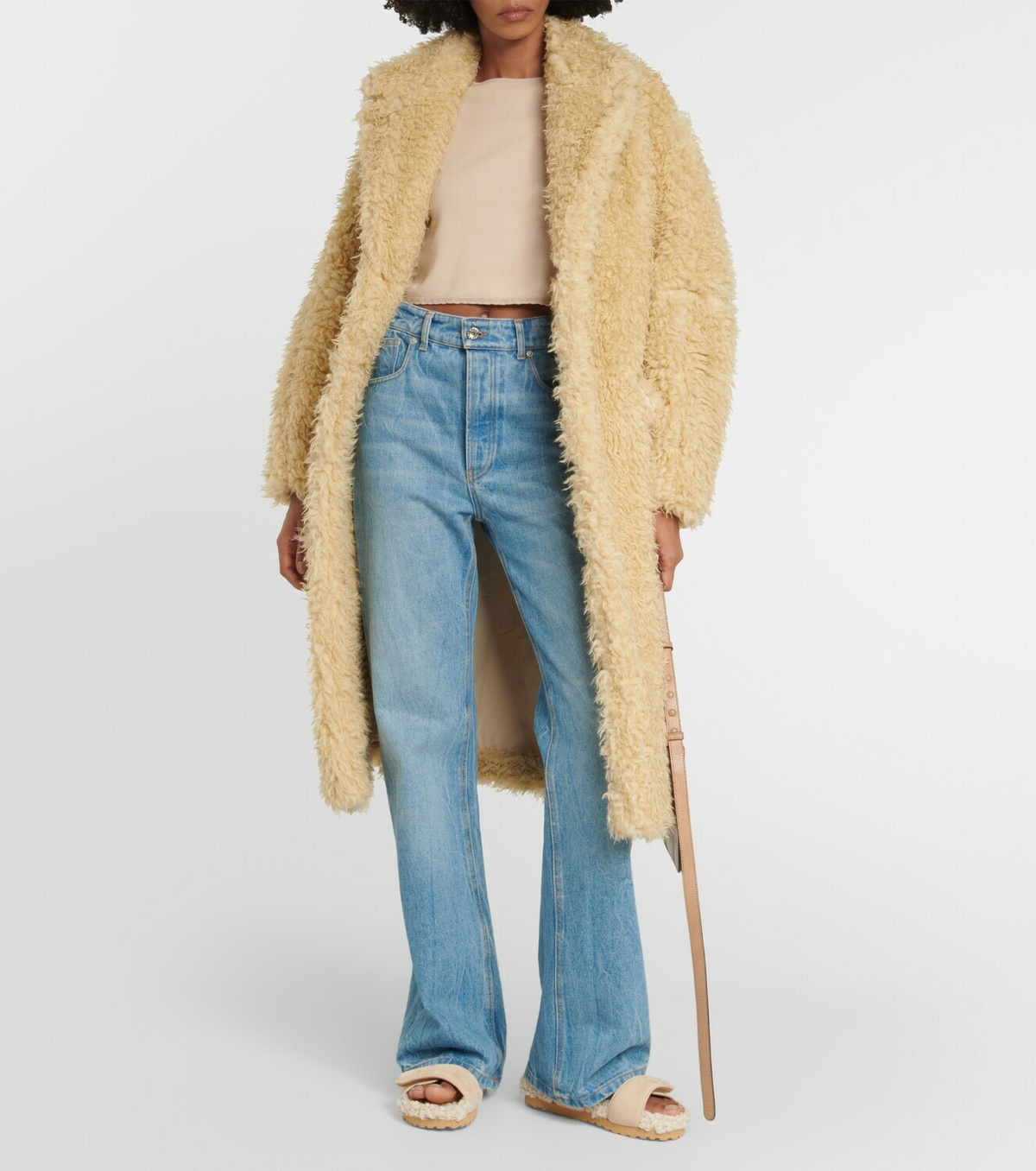 Gia Borghini Alvine suede and shearling slides